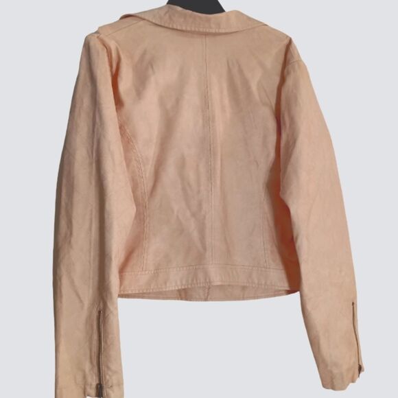 Torrid Pastel Pink Faux Leather Plus Sz Fully Lined Biker Jacket Sz 2 - Picture 3 of 10